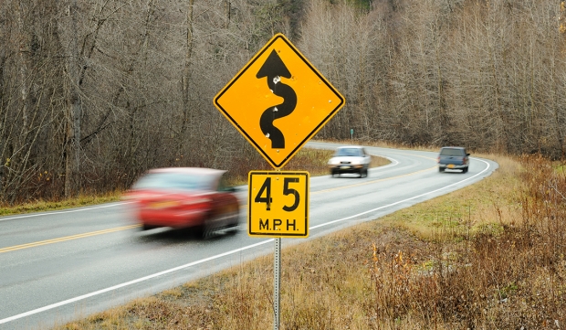 Example of curve that is part of the Haines Highway realignment proposal